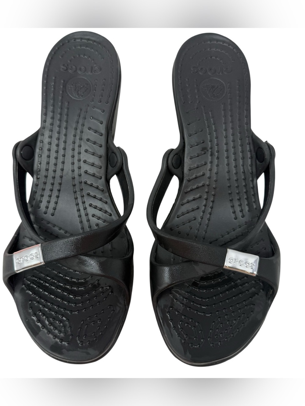 Crocs Cyprus Heels Women’s Size 10 Black comfort slip on shoes